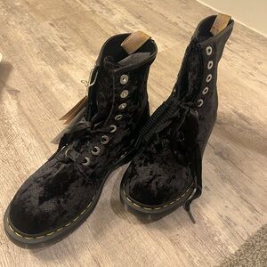 Crushed Velvet lace up Doc Martens